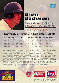1994 Signature Rookies Draft Picks #23 Brian Buchanan Back