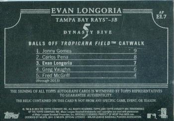 2014 Topps Dynasty - Gold Ink #APEL7 Evan Longoria Back