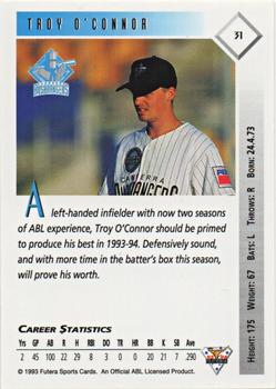 1993-94 Futera Australian Baseball Export Series #31 Troy O'Connor Back