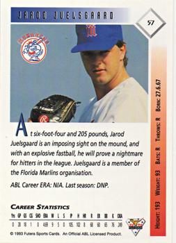 1993-94 Futera Australian Baseball Export Series #57 Jarod Juelsgaard Back