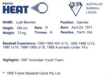 1989-90 Futera Perth Heat #NNO Lyall Barwick Back