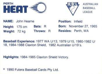 1989-90 Futera Perth Heat #NNO John Hearne Back