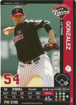2010 Korean Baseball Organization Trading Card Game #AT001 Edgar Gonzalez Front