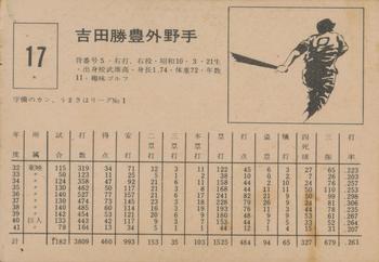 1967 Kabaya-Leaf (JF 4) #17 Katsutoyo Yoshida Back