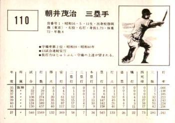 1967 Kabaya-Leaf (JF 4) #110 Shigeharu Asai Back