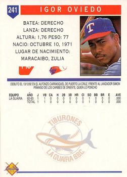 1993-94 Line Up Venezuelan Winter League #241 Igor Oviedo Back