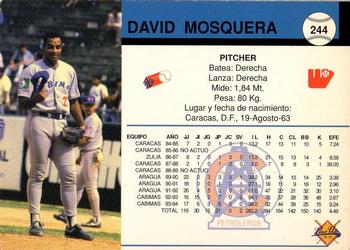 1994-95 Line Up Venezuelan Winter League #244 David Mosquera Back