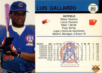 1994-95 Line Up Venezuelan Winter League #263 Luis Gallardo Back