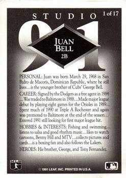 1991 Donruss - Studio Previews #1 Juan Bell Back