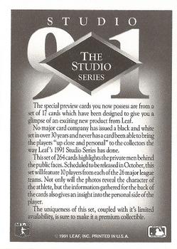 1991 Donruss - Studio Previews #NNO Title Card Back