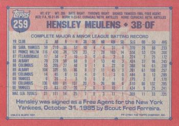 1991 Topps - Desert Shield #259 Hensley Meulens Back