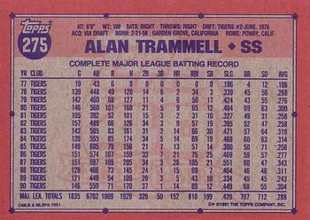 1991 Topps - Desert Shield #275 Alan Trammell Back