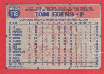 1991 Topps - Desert Shield #118 Tom Edens Back