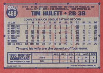 1991 Topps - Desert Shield #468 Tim Hulett Back