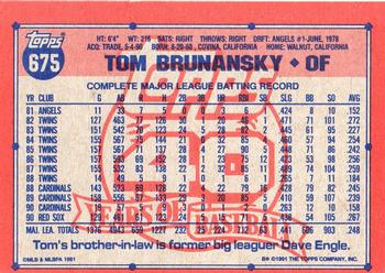 1991 Topps - Desert Shield #675 Tom Brunansky Back
