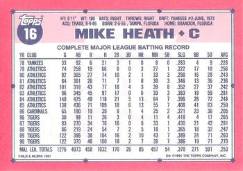 1991 Topps - Collector's Edition (Tiffany) #16 Mike Heath Back