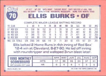 1991 Topps - Collector's Edition (Tiffany) #70 Ellis Burks Back