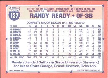 1991 Topps - Collector's Edition (Tiffany) #137 Randy Ready Back
