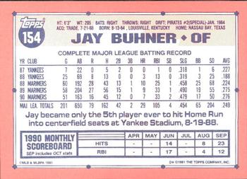 1991 Topps - Collector's Edition (Tiffany) #154 Jay Buhner Back