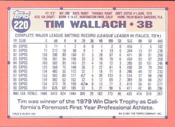 1991 Topps - Collector's Edition (Tiffany) #220 Tim Wallach Back