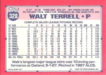 1991 Topps - Collector's Edition (Tiffany) #328 Walt Terrell Back