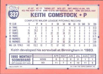 1991 Topps - Collector's Edition (Tiffany) #337 Keith Comstock Back
