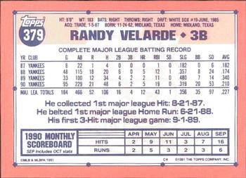 1991 Topps - Collector's Edition (Tiffany) #379 Randy Velarde Back