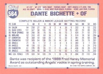 1991 Topps - Collector's Edition (Tiffany) #564 Dante Bichette Back