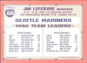 1991 Topps - Collector's Edition (Tiffany) #699 Jim Lefebvre Back