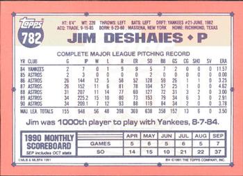 1991 Topps - Collector's Edition (Tiffany) #782 Jim Deshaies Back