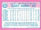 1991 Topps Micro #184 Gary Green Back
