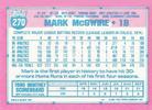 1991 Topps Micro #270 Mark McGwire Back