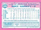 1991 Topps Micro #376 Mike Harkey Back