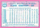 1991 Topps Micro #490 Kirk Gibson Back