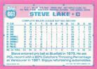 1991 Topps Micro #661 Steve Lake Back