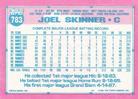 1991 Topps Micro #783 Joel Skinner Back