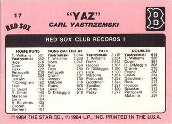 1984 Star Carl Yastrzemski #17 Carl Yastrzemski Back