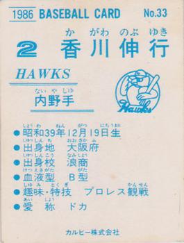 1986 Calbee #33 Nobuyuki Kagawa Back