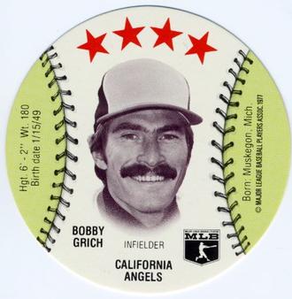 1977 Detroit Caesars Discs #NNO Bobby Grich Front