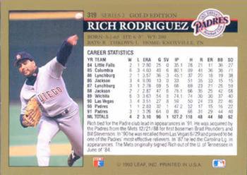 1992 Leaf - Black Gold #319 Rich Rodriguez Back