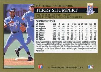 1992 Leaf - Black Gold #347 Terry Shumpert Back