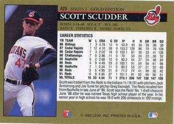 1992 Leaf - Black Gold #429 Scott Scudder Back