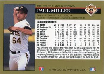 1992 Leaf - Black Gold #492 Paul Miller Back