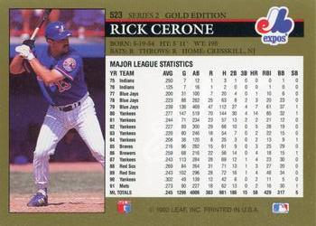 1992 Leaf - Black Gold #523 Rick Cerone Back