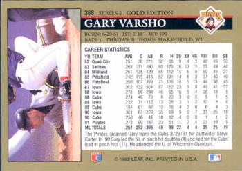 1992 Leaf - Black Gold #388 Gary Varsho Back