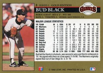 1992 Leaf - Black Gold #3 Bud Black Back