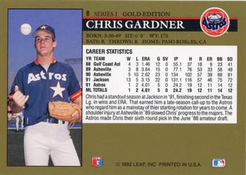 1992 Leaf - Black Gold #8 Chris Gardner Back