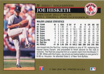 1992 Leaf - Black Gold #22 Joe Hesketh Back