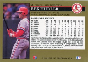 1992 Leaf - Black Gold #25 Rex Hudler Back