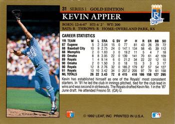 1992 Leaf - Black Gold #31 Kevin Appier Back